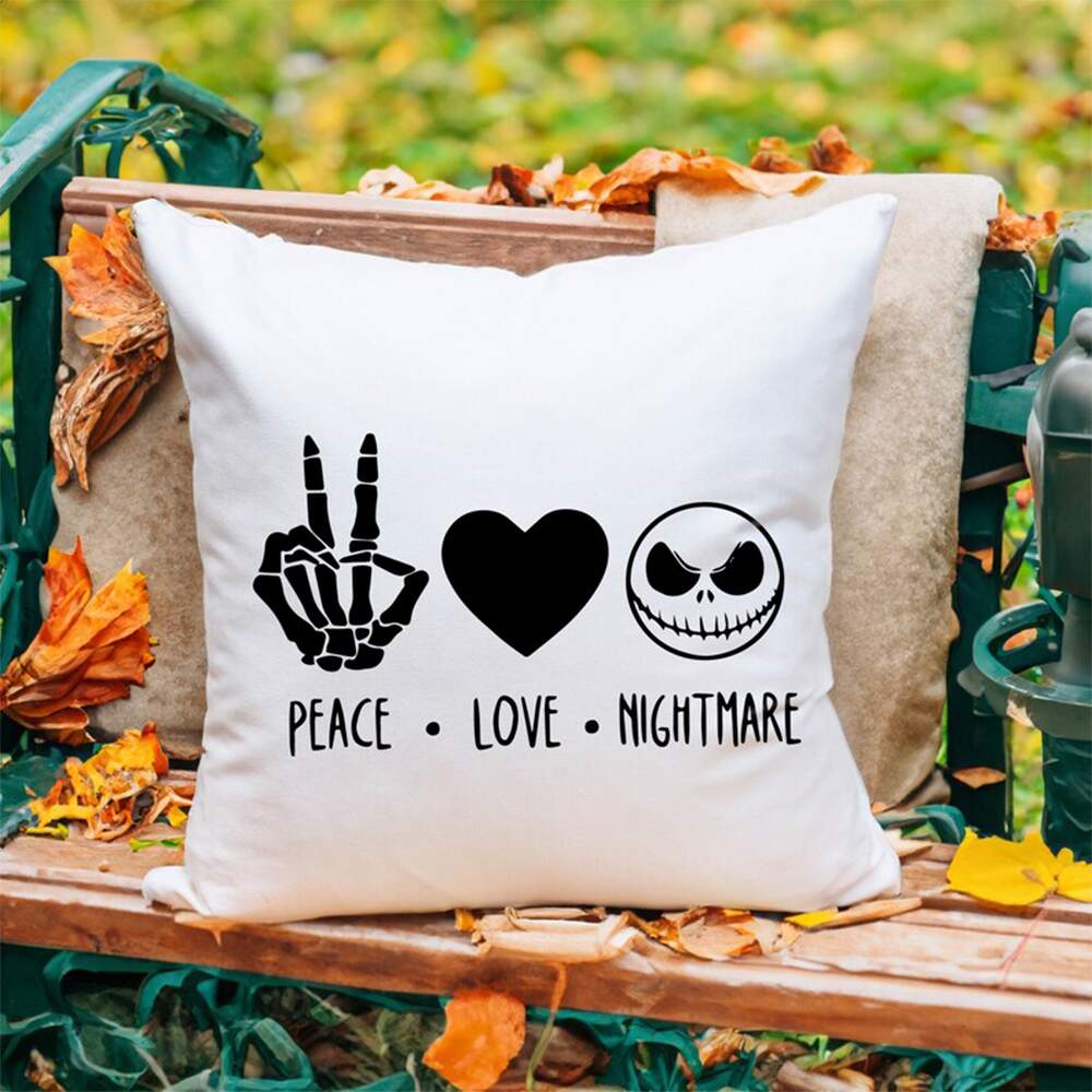 Almofada Decorativa Peace, Love, Nightmare